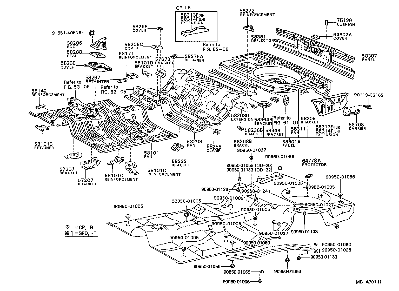 Toyota 58141-16010 REINFORCEMENT, FLOOR SIDE MEMBER TO FLOOR PAN