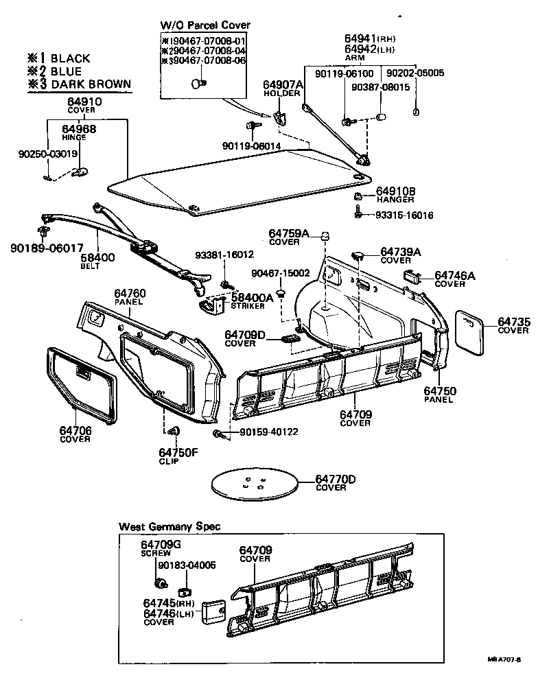 64367-12010 SUSPENDER SUB-ASSY, PACKAGE TRAY TRIM product image
