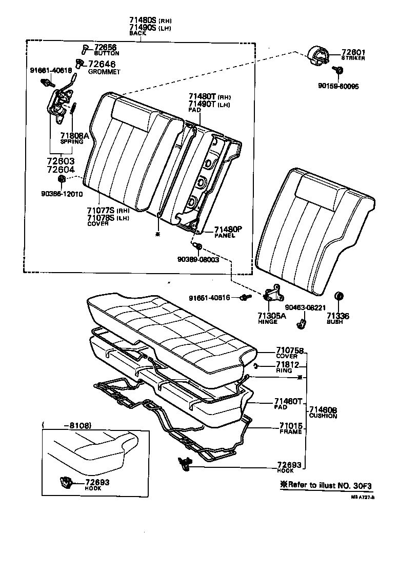71077-1A720-01 COVER, REAR SEAT BACK (FOR BENCH TYPE) product image