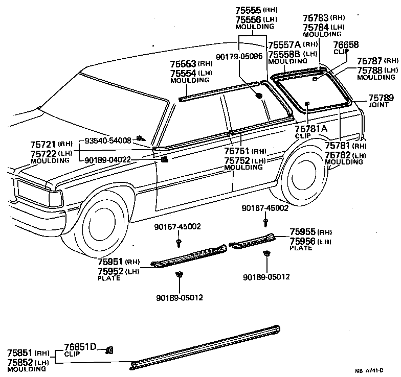 75643-91703 MOULDING, QUARTER WINDOW, UPPER RH product image
