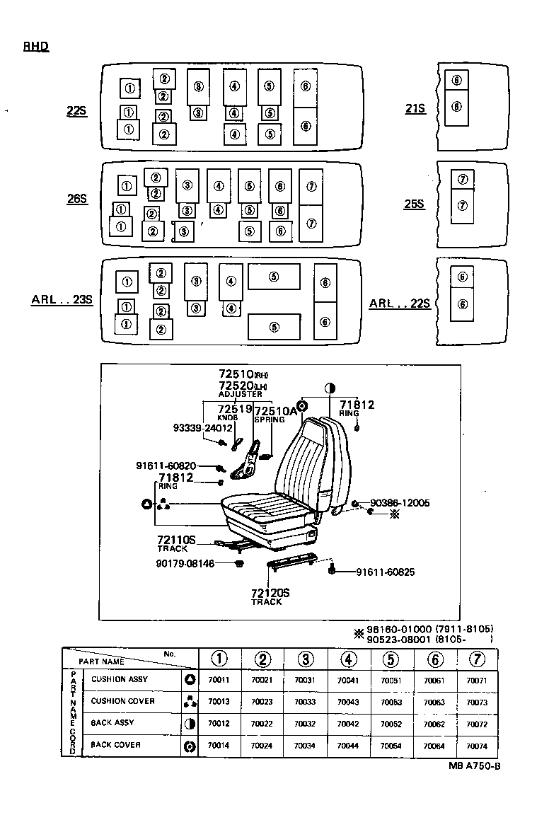 71105-90744 COVER ASSY, NO.1 SEAT CUSHION product image