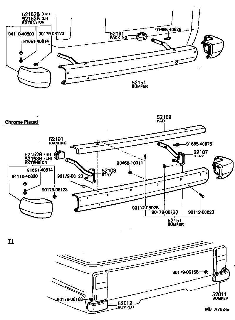 52461-95701 PAD, REAR BUMPER product image