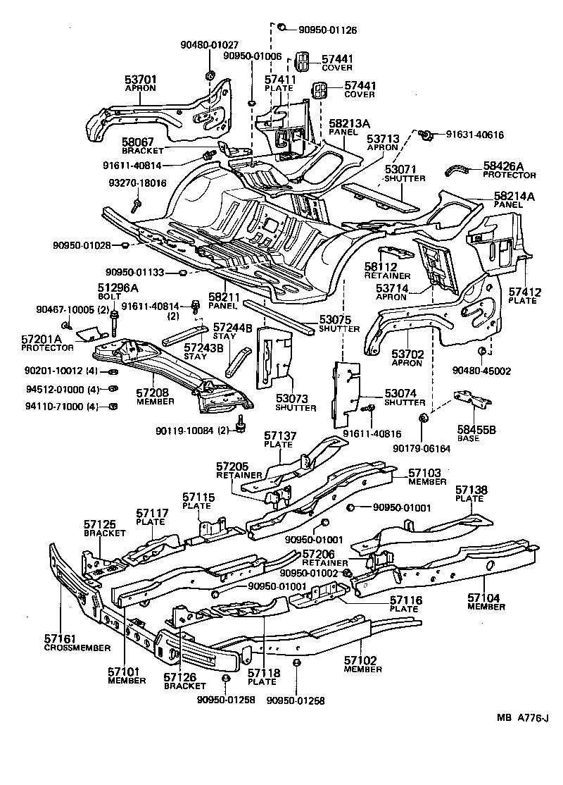 51296-95700 BOLT, ENGINE FRONT SUPPORT MEMBER product image
