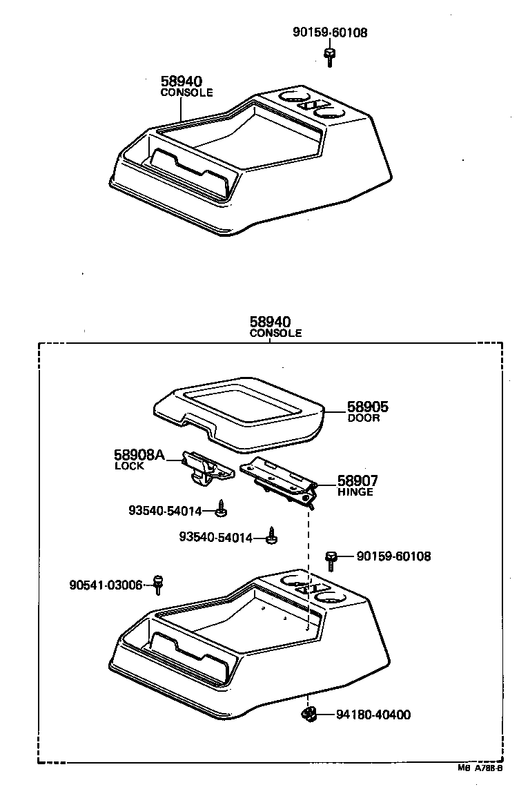 58907-95700 HINGE SUB-ASSY, CONSOLE COMPARTMENT DOOR product image