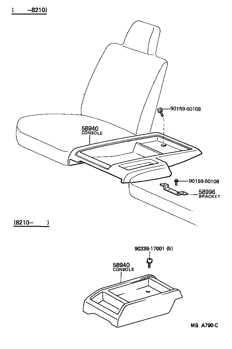 58811-95704 CONSOLE ASSY, REAR product image