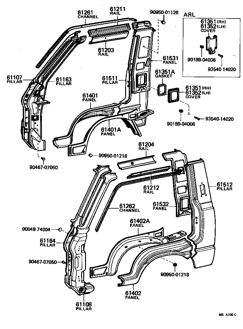 61339-95700 SEAL, CENTER BODY PILLAR, INNER NO.1 product image
