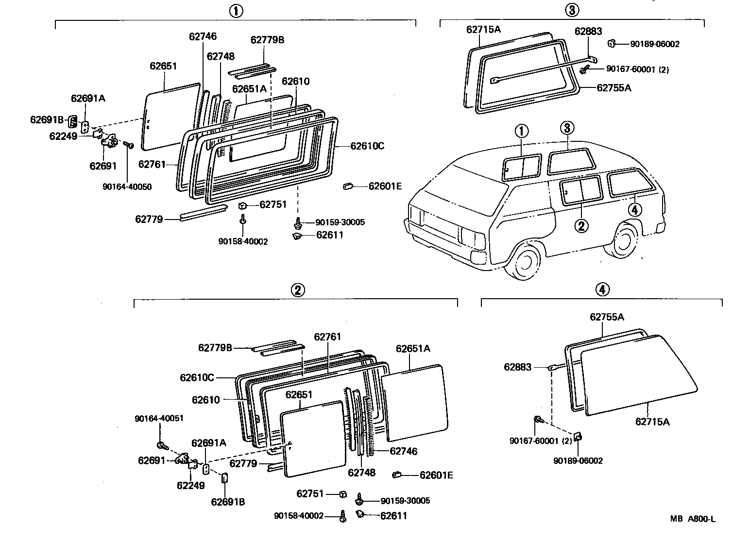 62344-95705 WEATHERSTRIP, SIDE WINDOW CENTER, NO.1 product image
