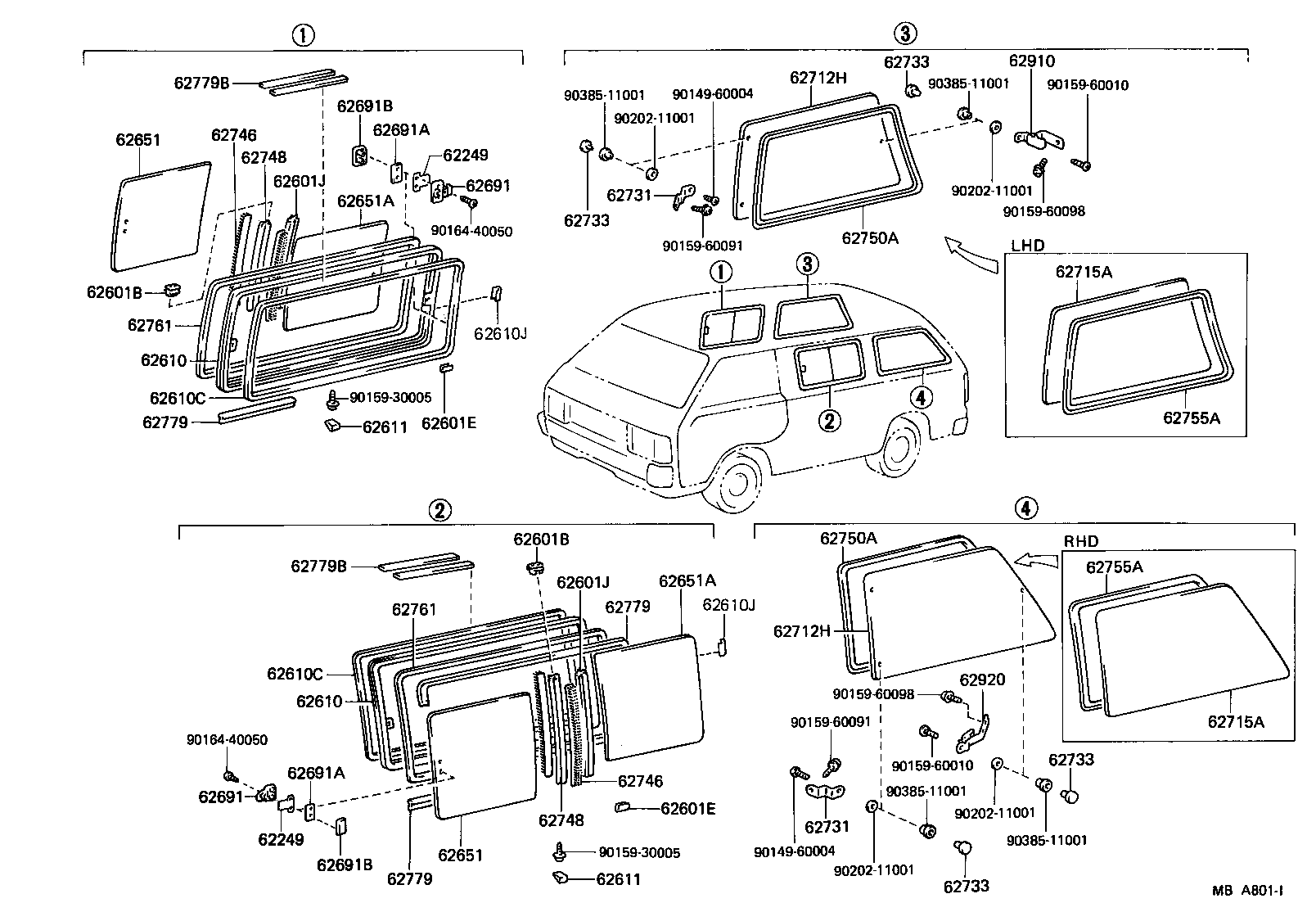 62344-95705 WEATHERSTRIP, SIDE WINDOW CENTER, NO.1 product image
