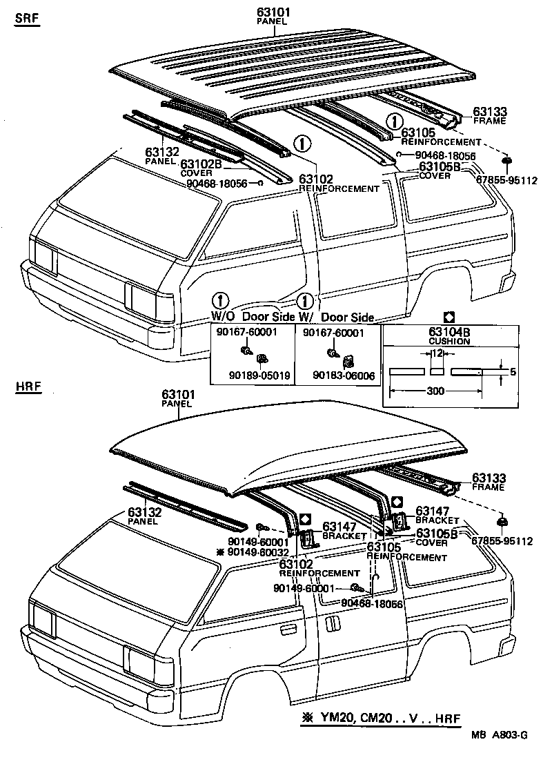 63104-95706 REINFORCEMENT, ROOF PANEL, NO.3 product image