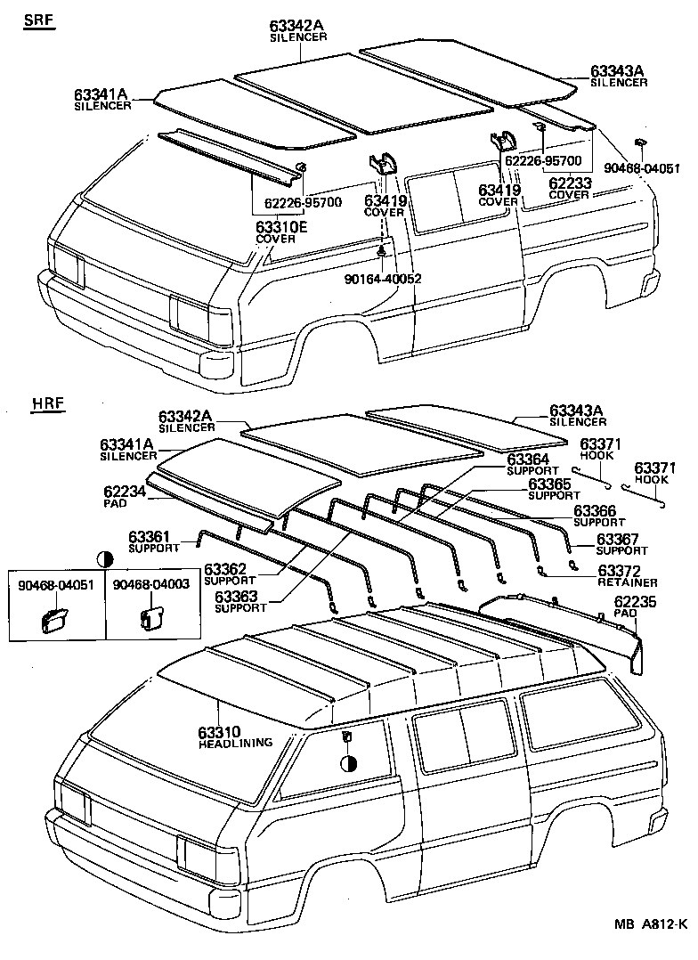 63371-95702 SUPPORT, ROOF HEADLINING, NO.4 product image