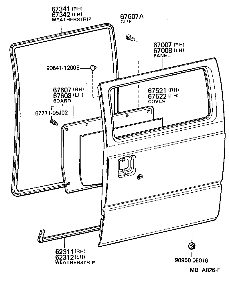 67003-95704 PANEL SUB-ASSY, SLIDE DOOR, RH product image
