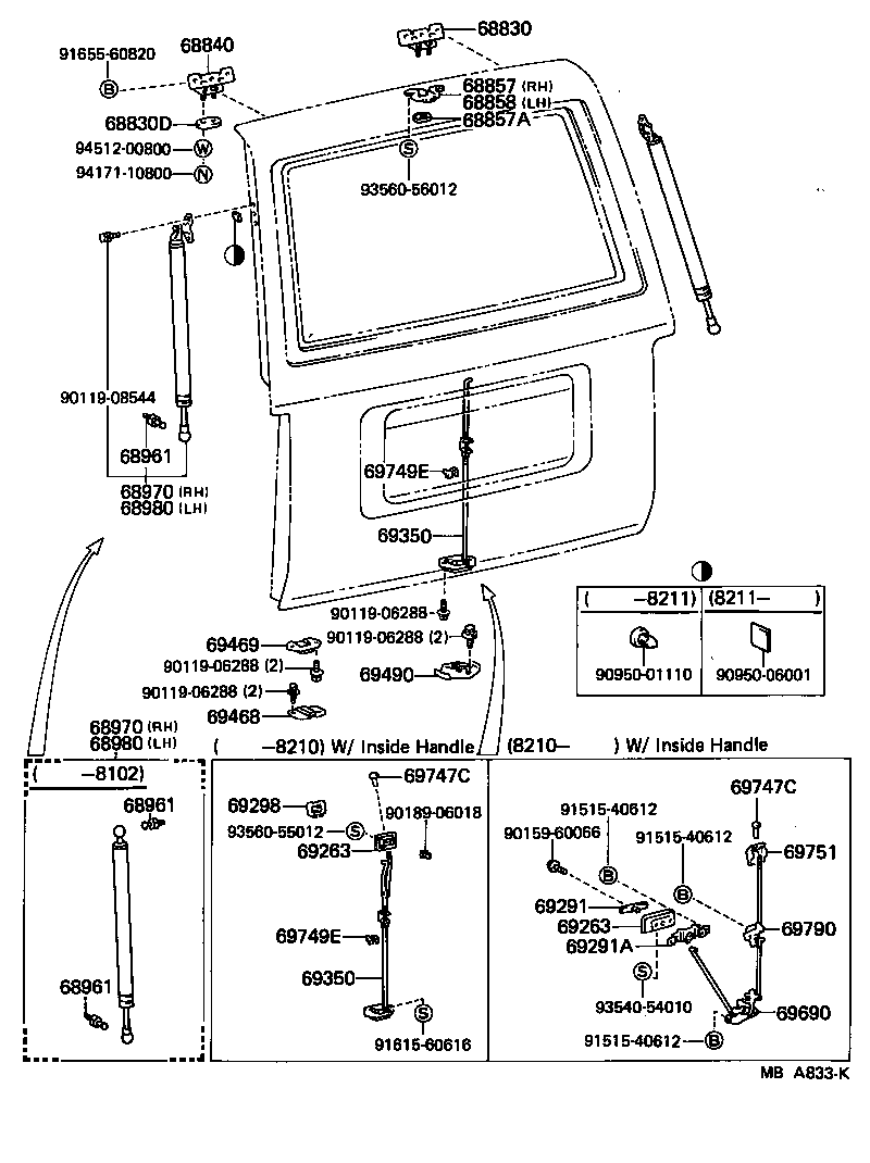 68950-29105 STAY ASSY, BACK DOOR, RH product image