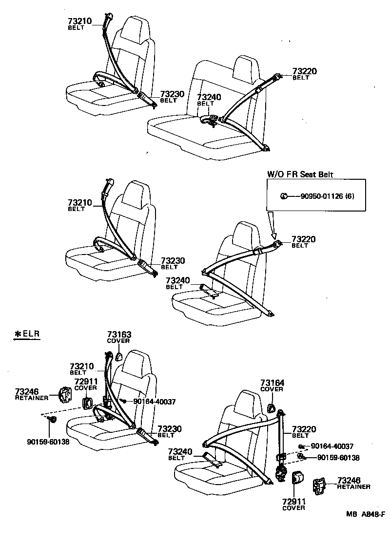 72803-95701 BELT ASSY, FRONT SEAT INNER, RH product image