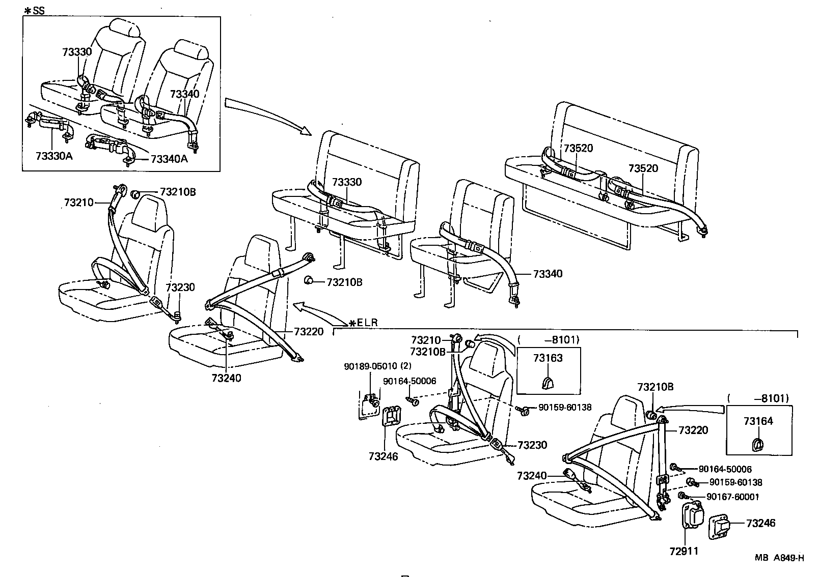 73210-95718 BELT ASSY, FRONT SEAT OUTER, RH product image