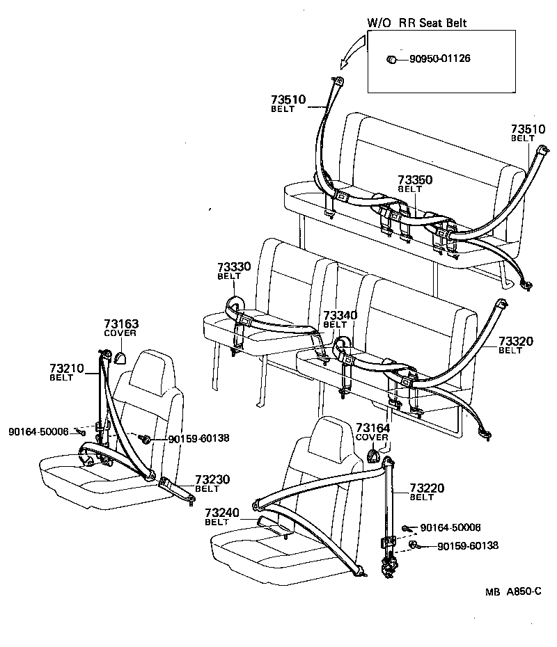 72803-95701 BELT ASSY, FRONT SEAT INNER, RH product image
