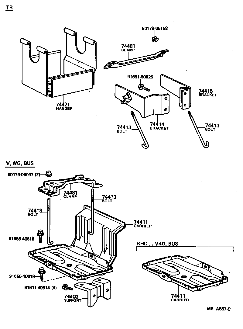 74406-95701 CLAMP, BATTERY HOLD DOWN product image