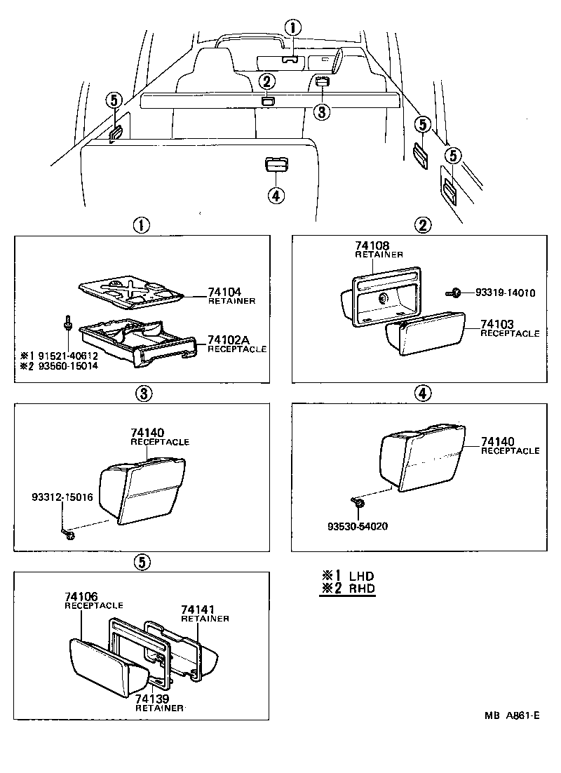 74101-95705-05 RECEPTACLE ASSY, FRONT ASH product image
