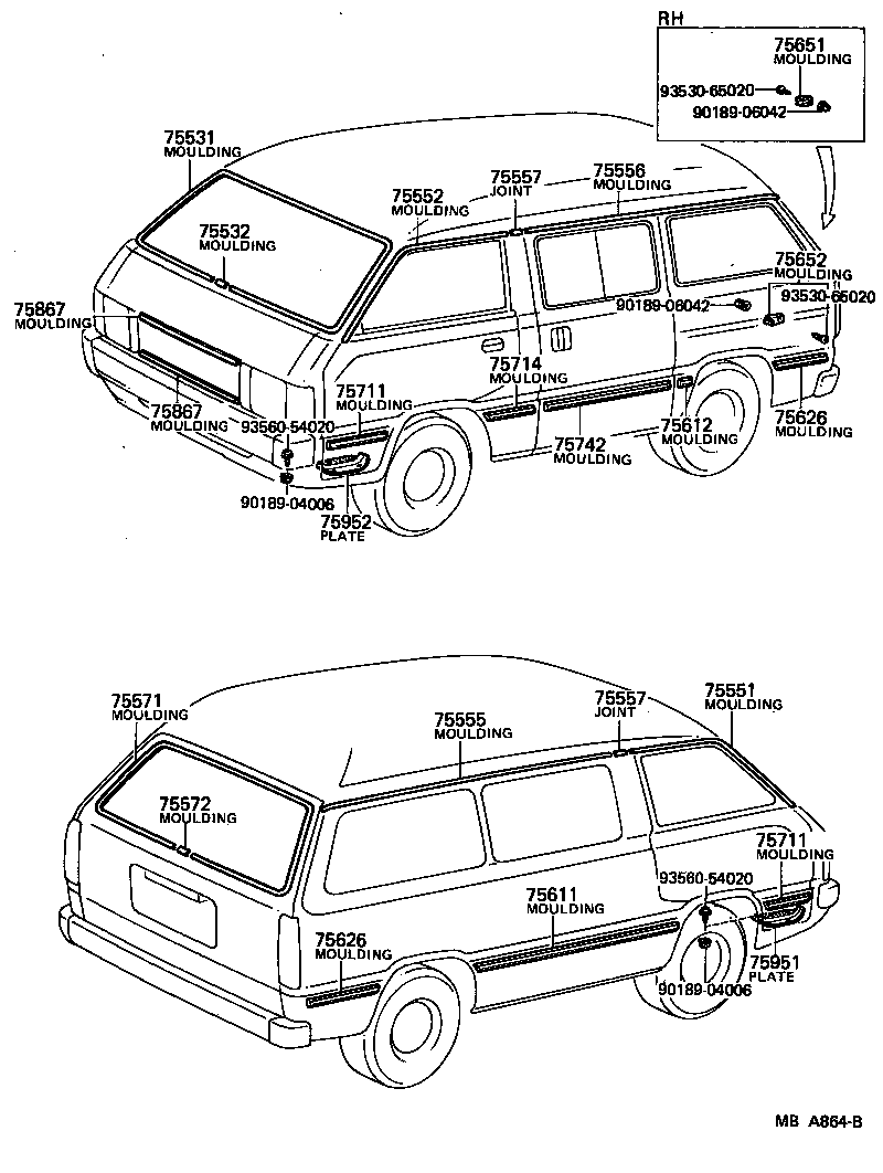 75855-95700-03 MOULDING, REAR DOOR, OUTSIDE LH product image