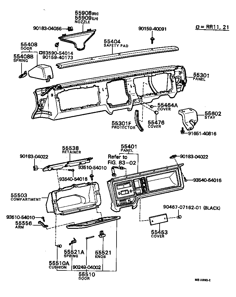 55950-87001 NOZZLE SUB-ASSY, DEFROSTER, RH product image