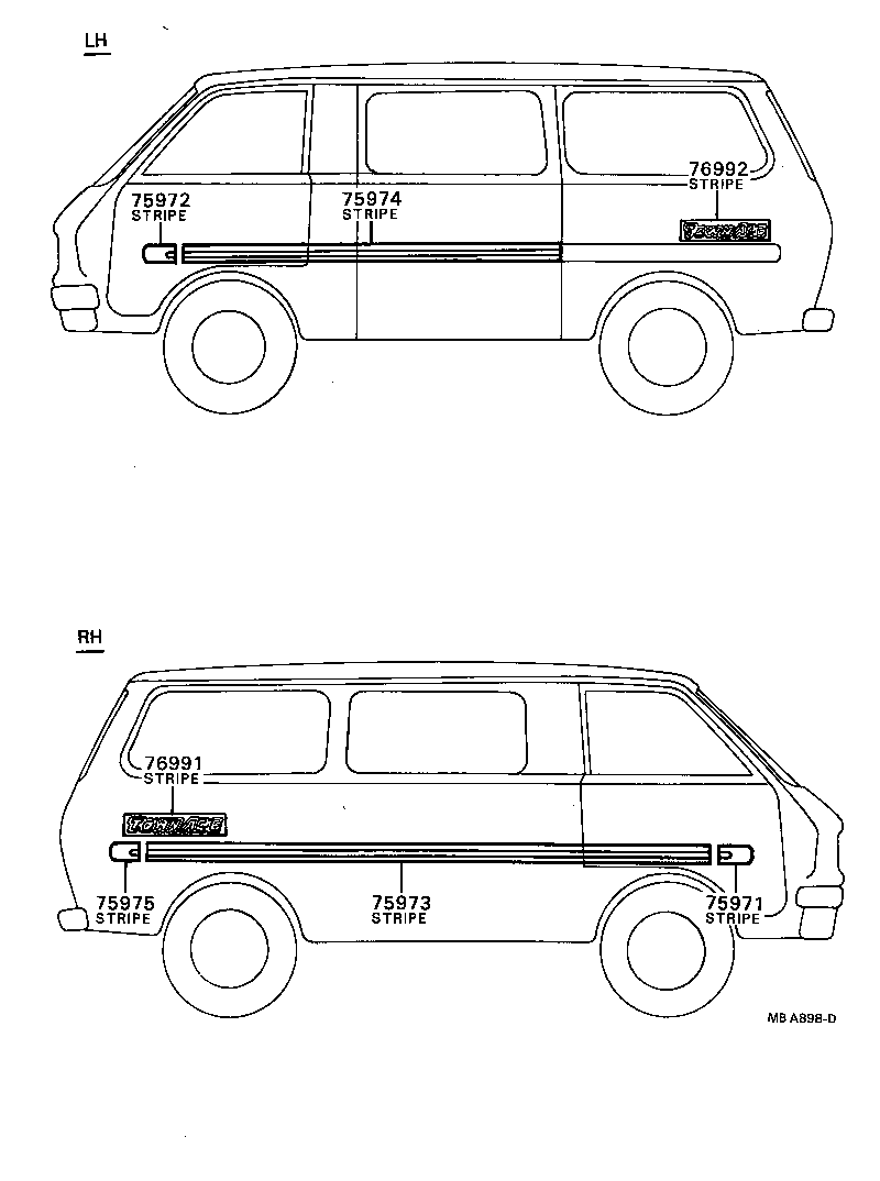 75976-87010 STRIPE, SIDE, LH NO.2(FOR LOWER) product image