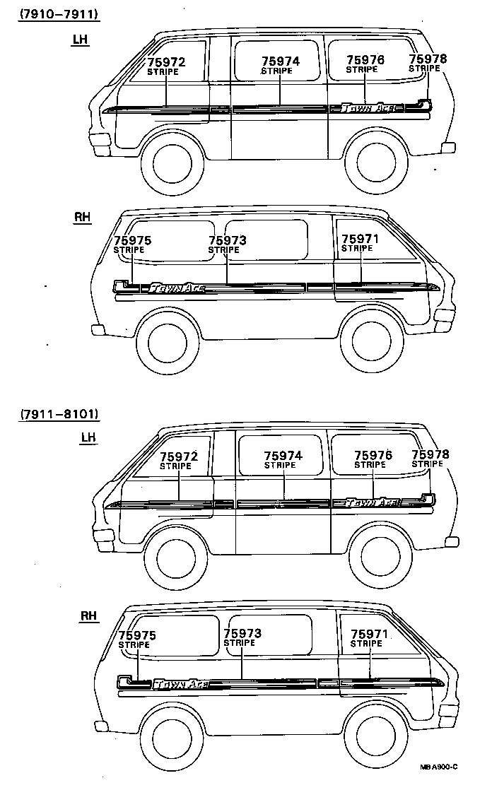 75976-87010 STRIPE, SIDE, LH NO.2(FOR LOWER) product image
