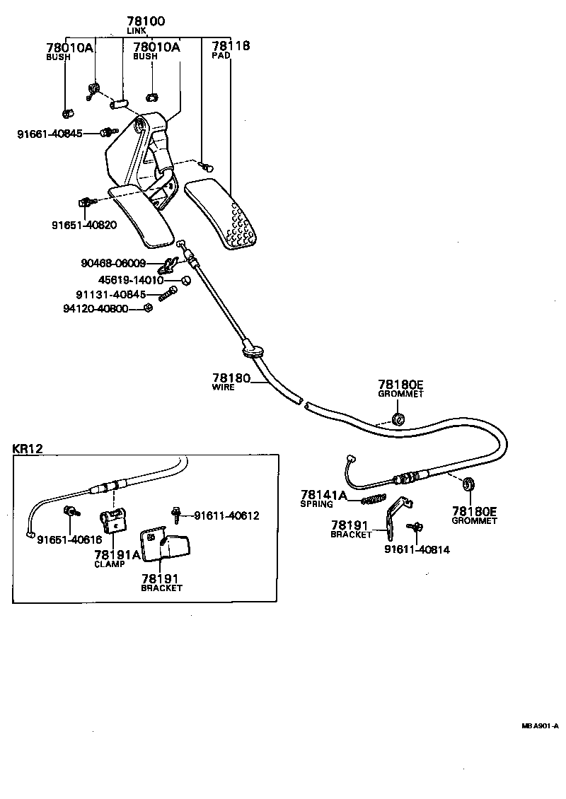 78108-87002 BRACKET, ACCELERATOR WIRE SUPPORT product image