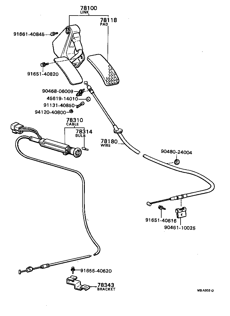 78108-87002 BRACKET, ACCELERATOR WIRE SUPPORT product image