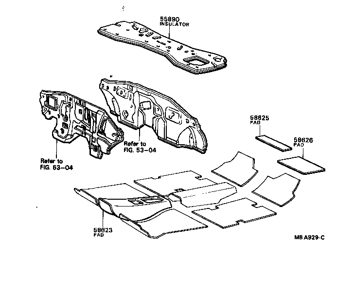 58627-12010 PAD, FLOOR SILENCER, REAR product image