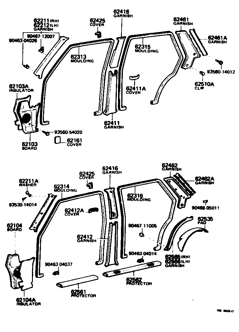 Toyota 62211-20080-08 GARNISH, FRONT PILLAR, RH