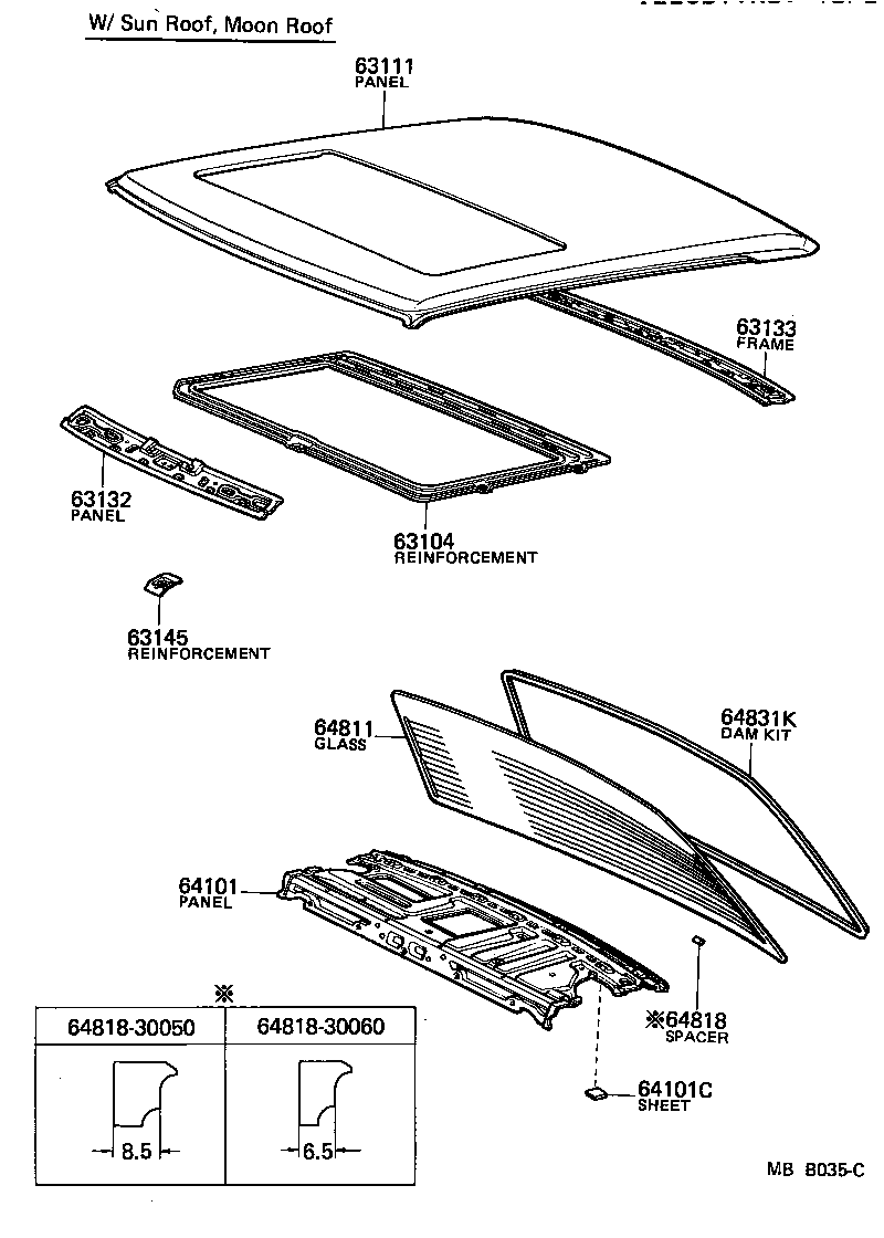 63111-30140 PANEL, ROOF product image