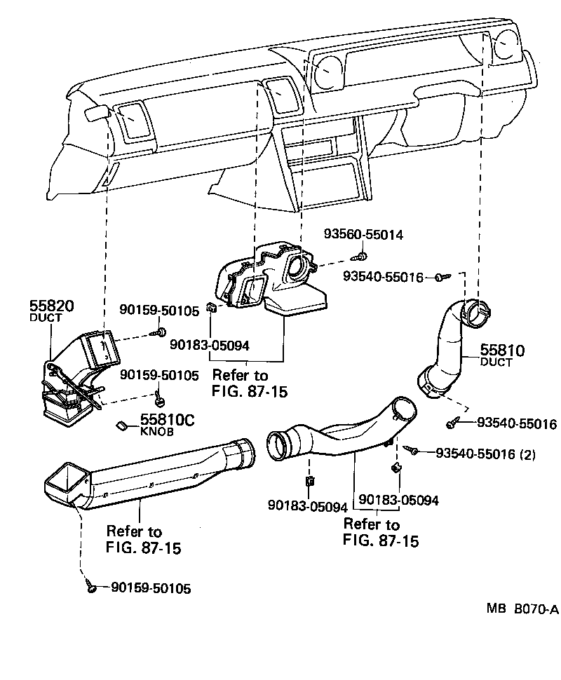 55087-22030 DUCT ASSY, SIDE VENTILATOR, LH product image