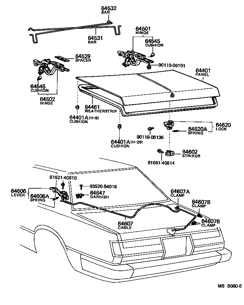 64520-22050 HINGE SUB-ASSY, LUGGAGE COMPARTMENT DOOR, LH product image