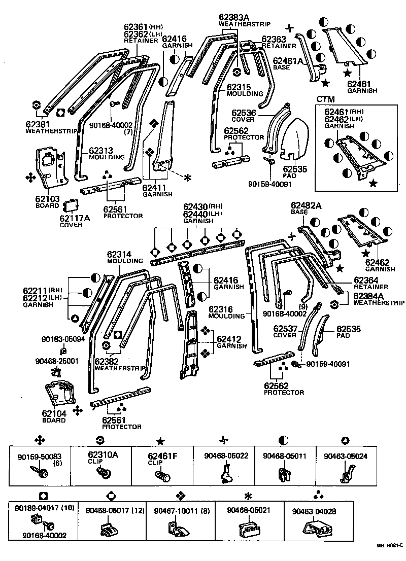 62333-22030-01 MOULDING, REAR DOOR OPENING TRIM, RH product image