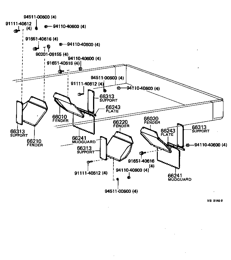 66020-95015 FENDER ASSY, REAR BODY, FRONT LH product image
