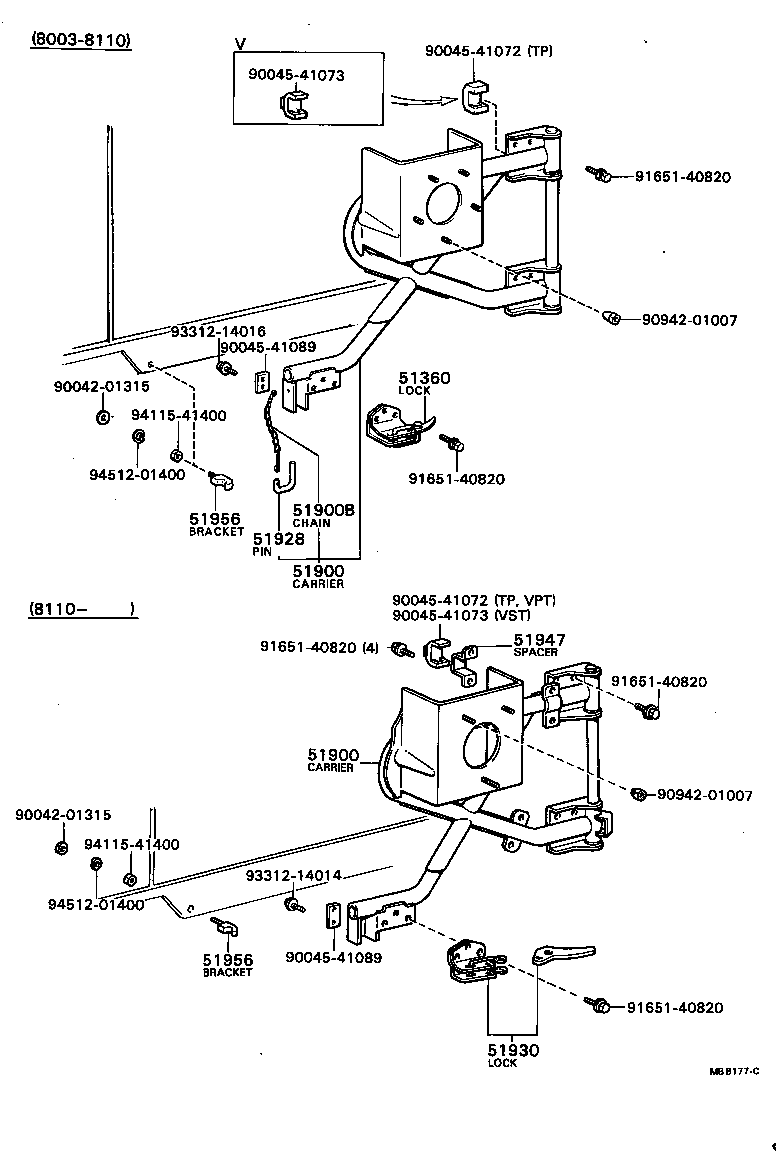 51918-87601 STOPPER, SPARE WHEEL CARRIER product image