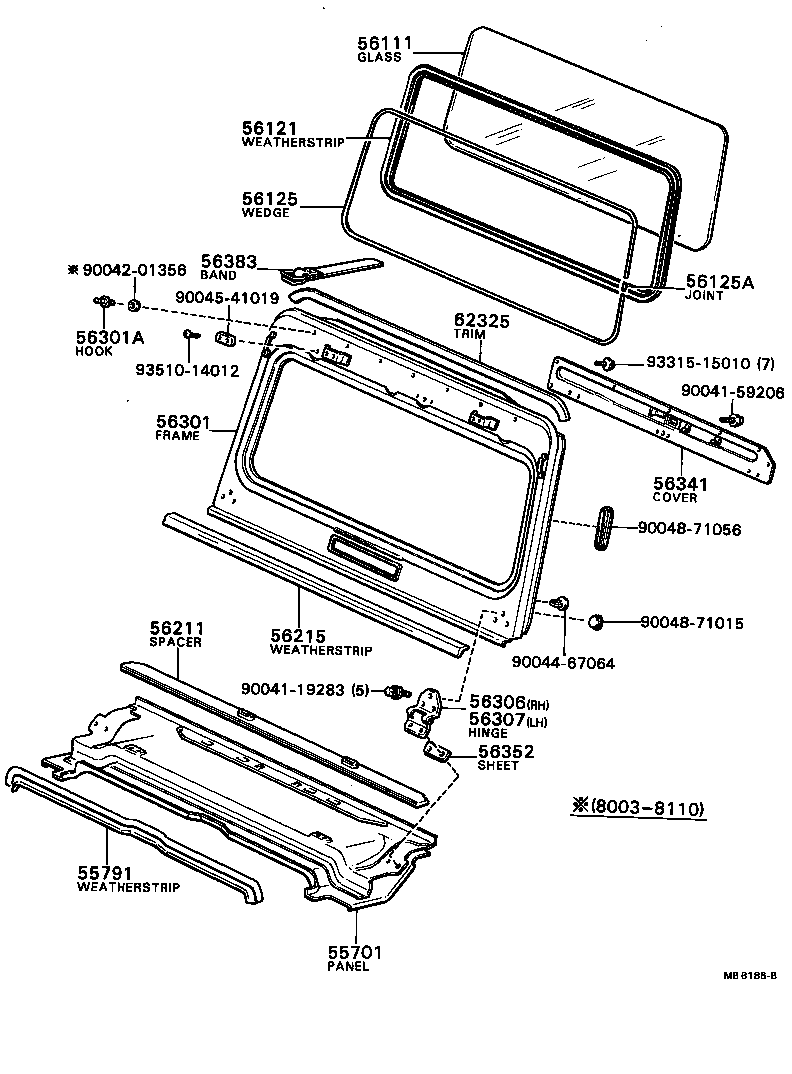 56121-87602 WEATHERSTRIP, WINDSHIELD product image