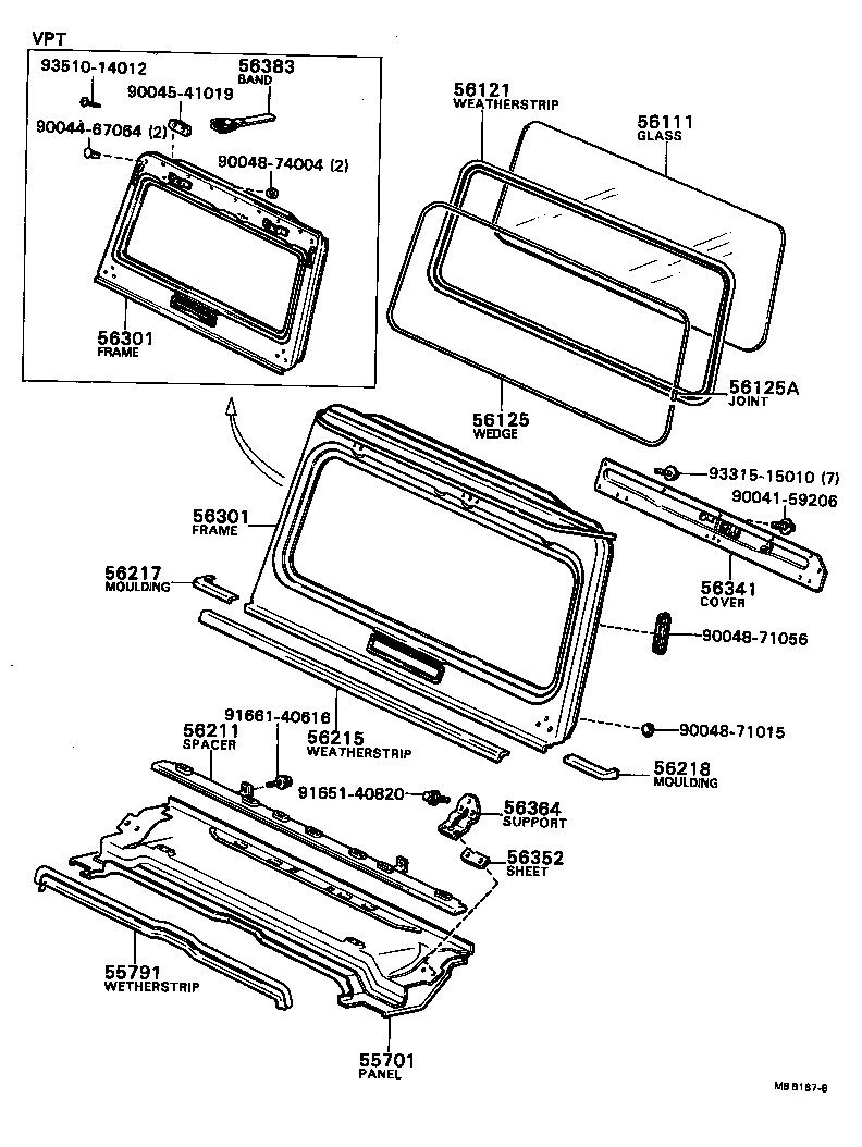 56121-87602 WEATHERSTRIP, WINDSHIELD product image
