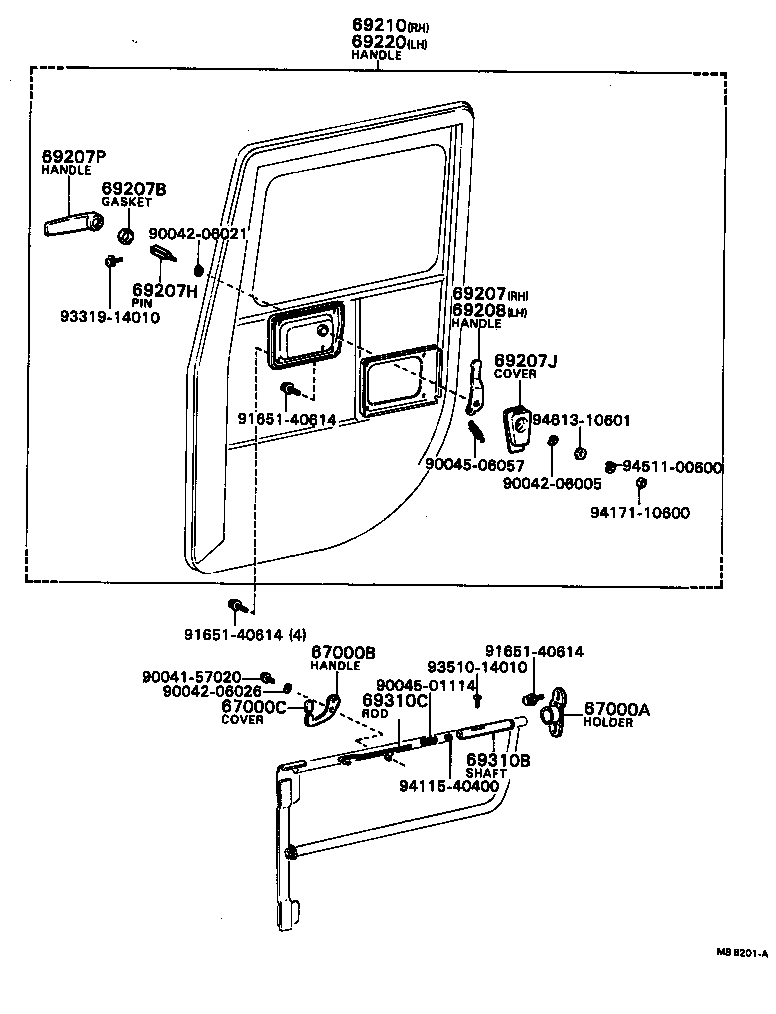 69220-87601 HANDLE ASSY, FRONT DOOR OUTSIDE, LH product image