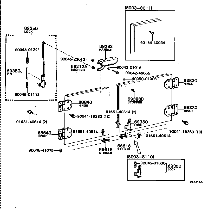 53401-87601 HINGE ASSY, BACK DOOR, RH product image