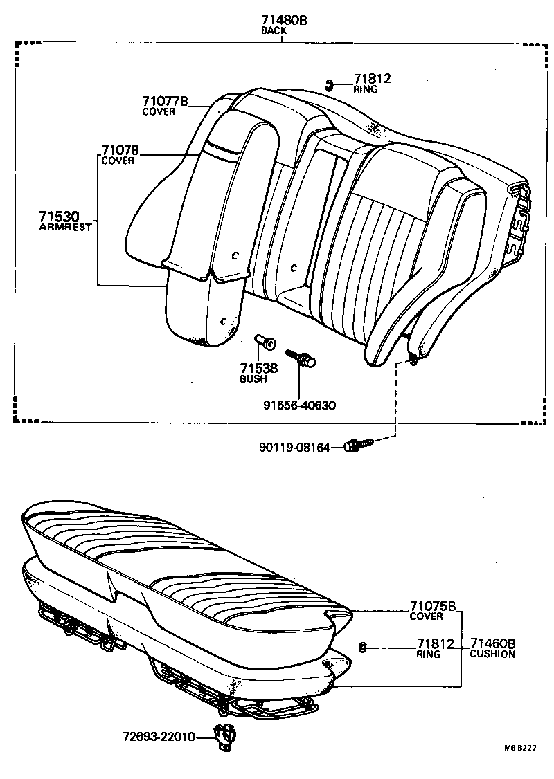 71808-91503 STOPPER SUB-ASSY, REAR SEAT BACK, RH product image