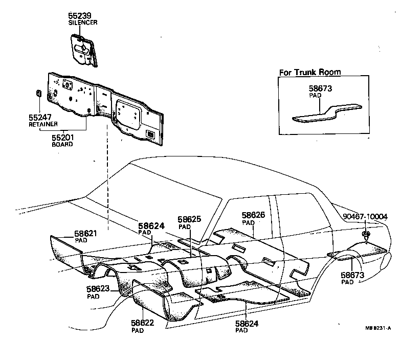 58636-22010 PAD, FLOOR SILENCER, REAR CENTER product image