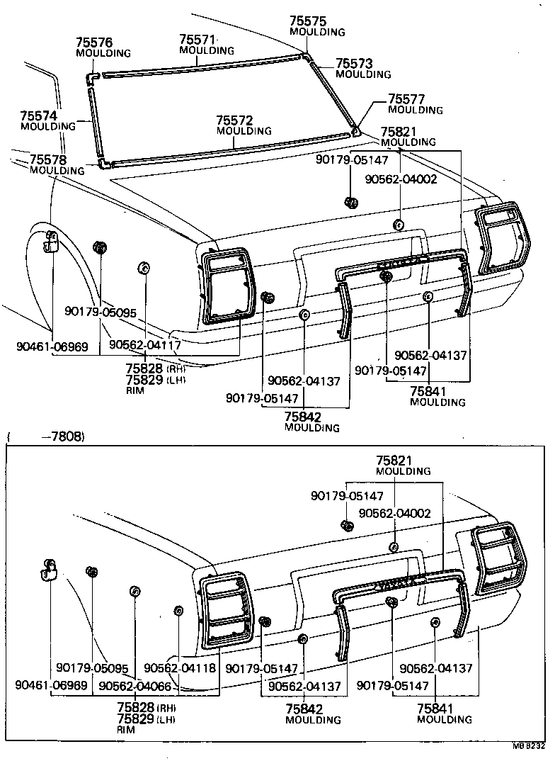 75581-22020 MOULDING, BACK WINDOW CORNER, UPPER RH product image