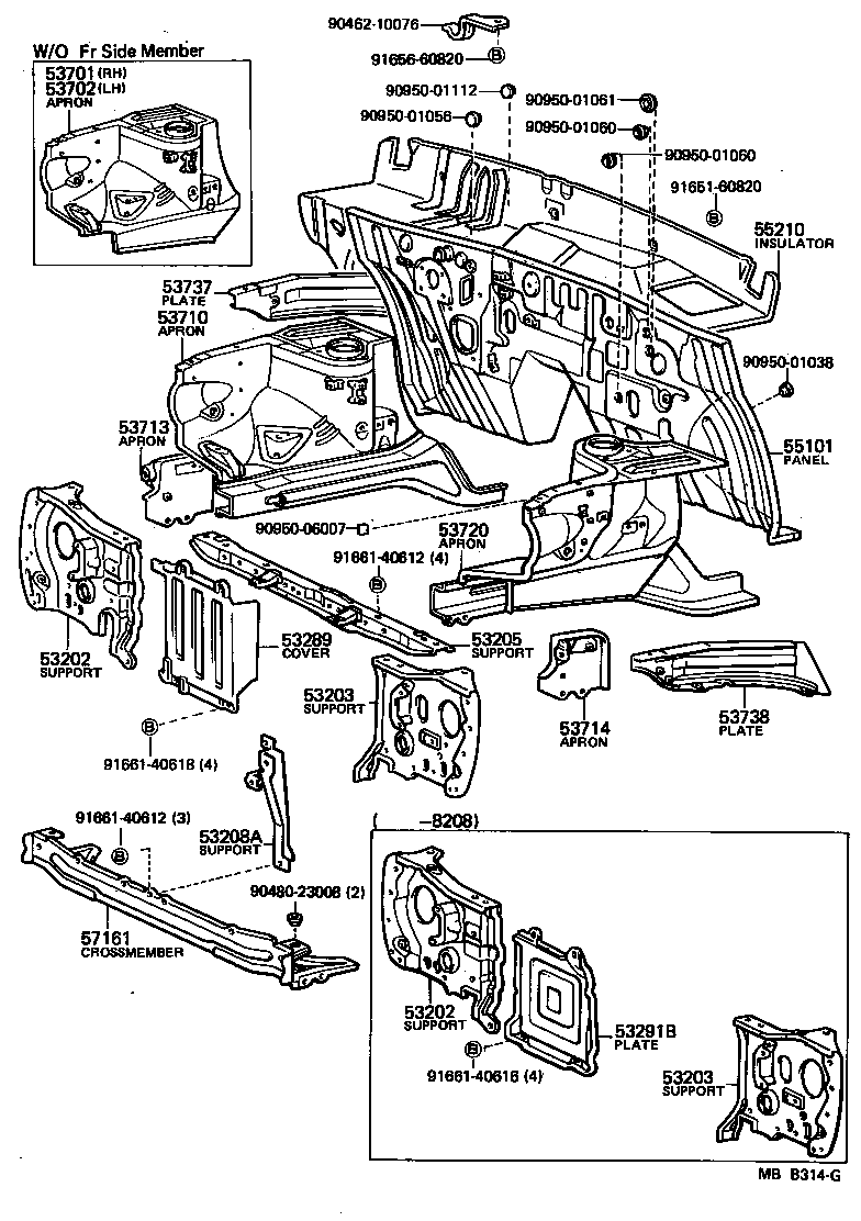 53702-10908 APRON SUB-ASSY, FRONT FENDER, LH product image