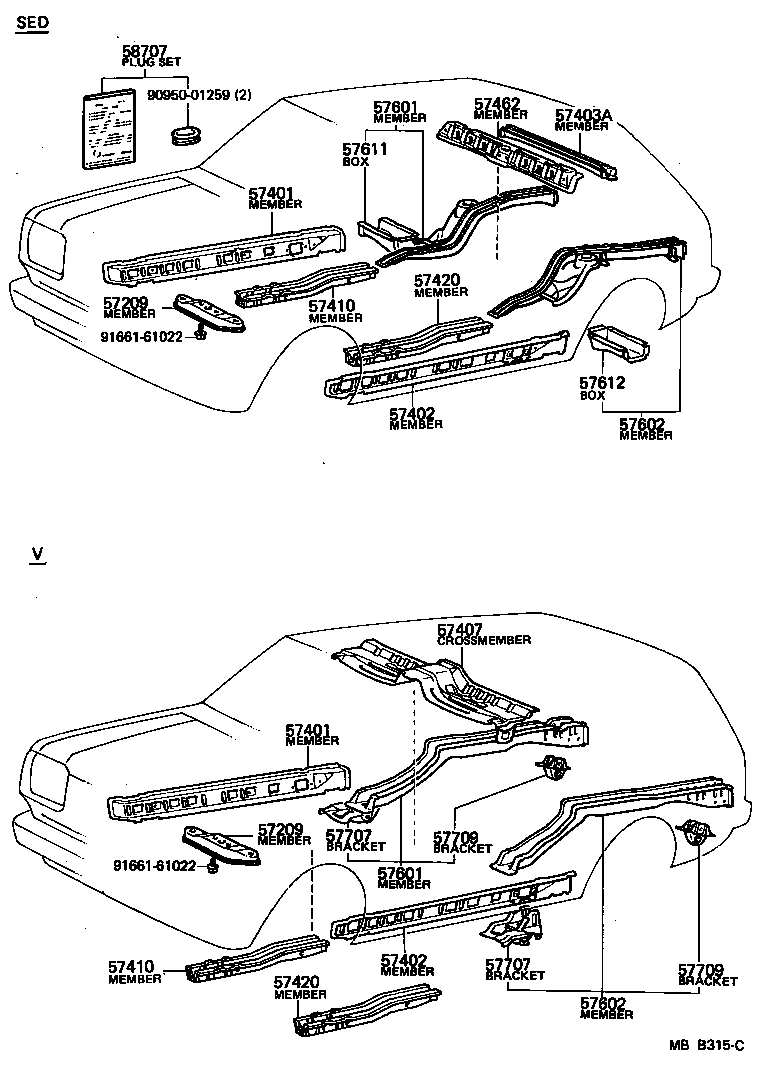 57601-96441 MEMBER SUB-ASSY, REAR FLOOR SIDE, RH product image