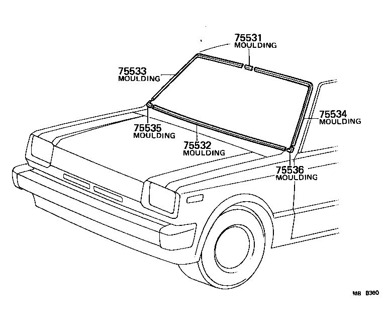 75534-10020 MOULDING, WINDSHIELD, OUTSIDE LH product image