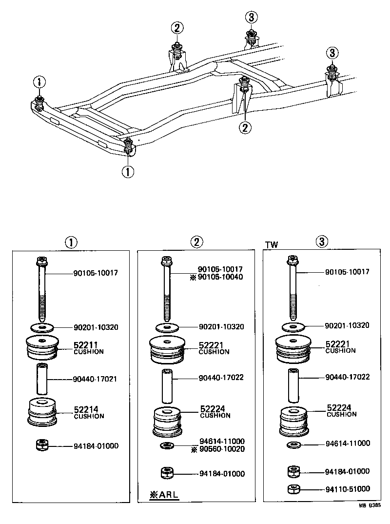 52201-25020 CUSHION, BODY MOUNTING, NO.1 UPPER product image