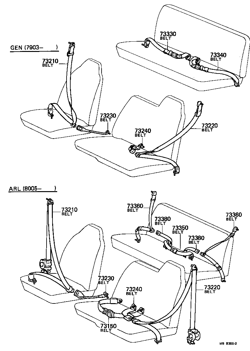 73210-95010 BELT ASSY, FRONT SEAT OUTER, RH product image