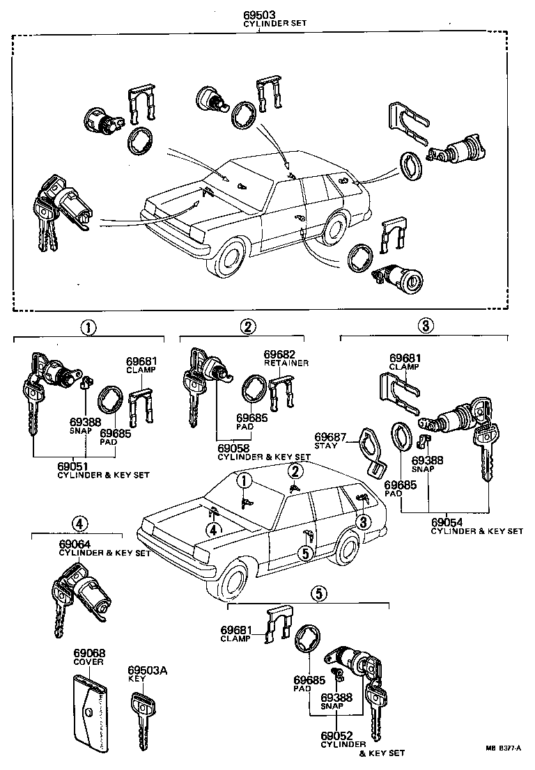 69005-19266 CYLINDER SET, LOCK product image