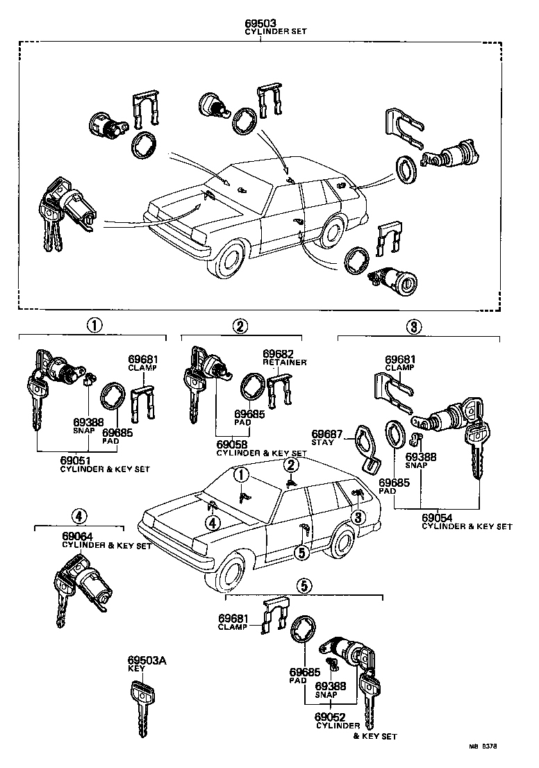 69581-14010 RETAINER, LOCK CYLINDER product image
