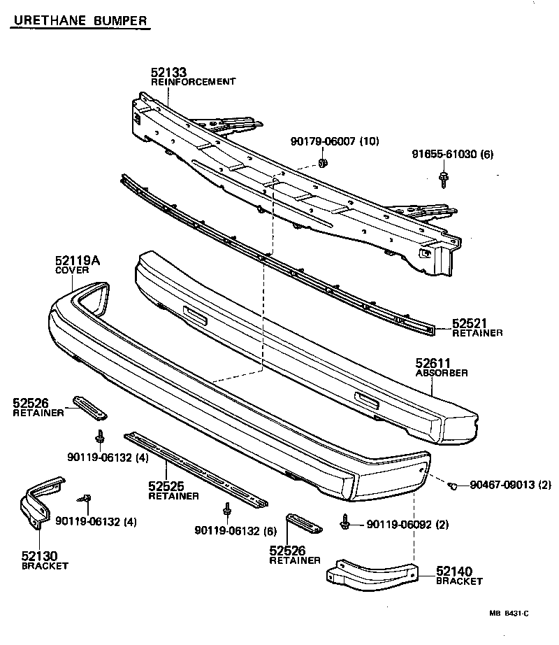 52052-19035 PAD SUB-ASSY, FRONT BUMPER, LH product image